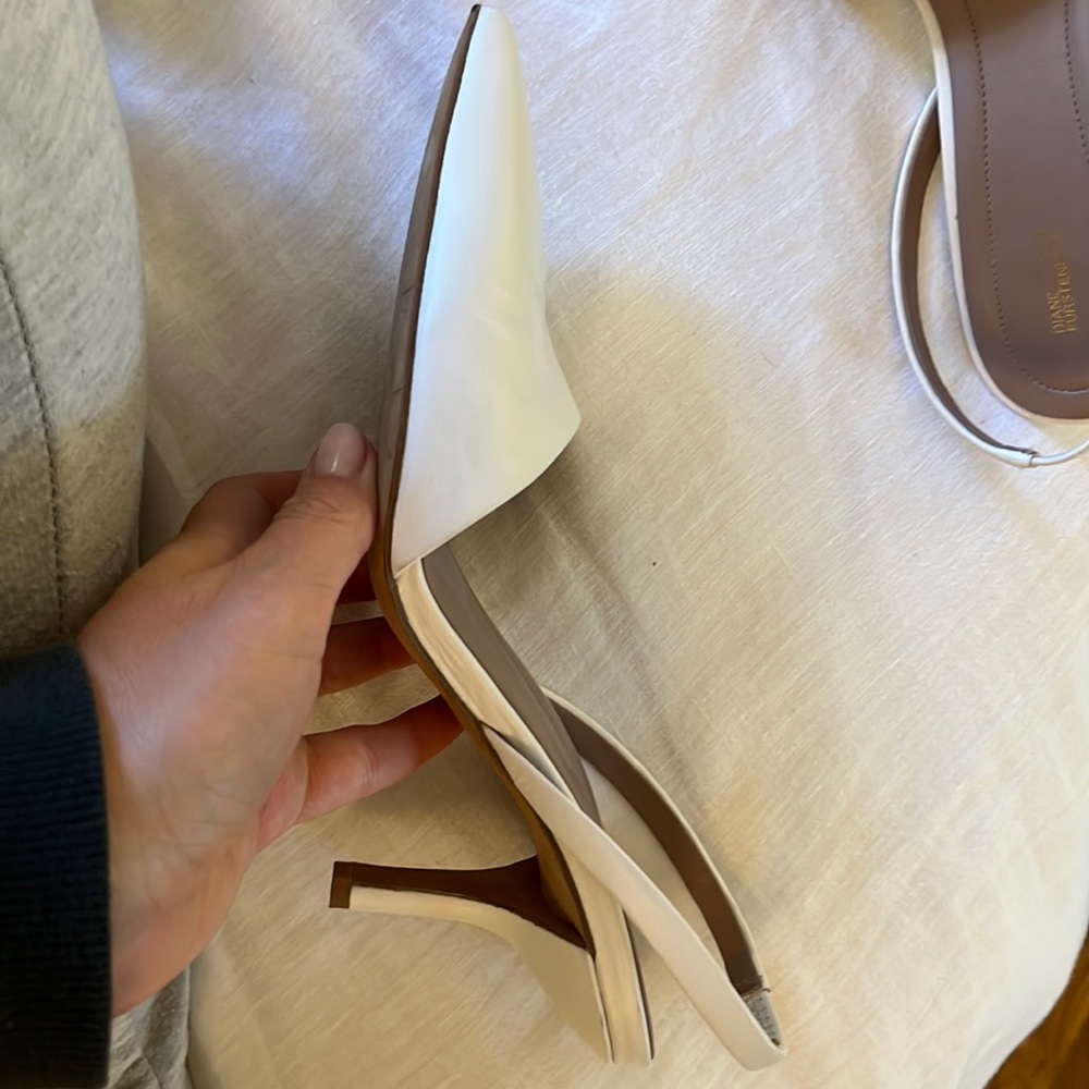 DVF White sling back low heel pump